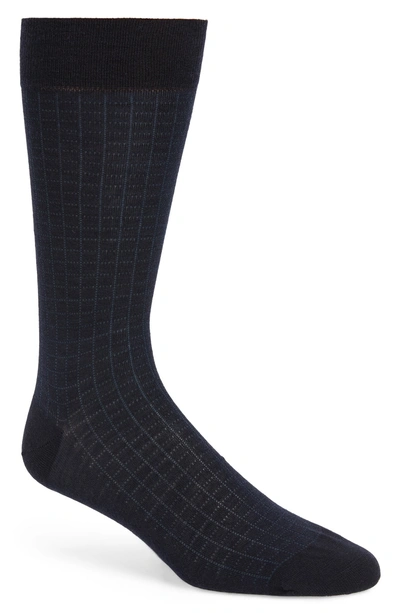 Shop Pantherella Mini Spiral Grid Socks In Navy