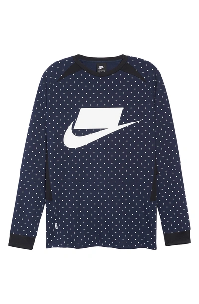 Shop Nike Nsw Long Sleeve Shirt In Obsidian/ Black/ White