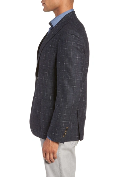 Shop Culturata Trim Fit Stretch Plaid Wool Sport Coat In Navy