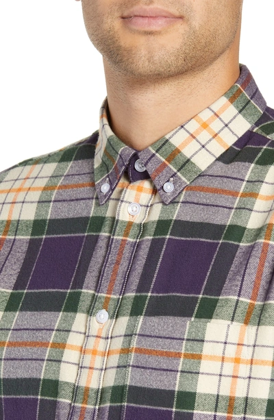 Shop Wesc Ovavi Plaid Flannel Shirt In Midnight Lilac