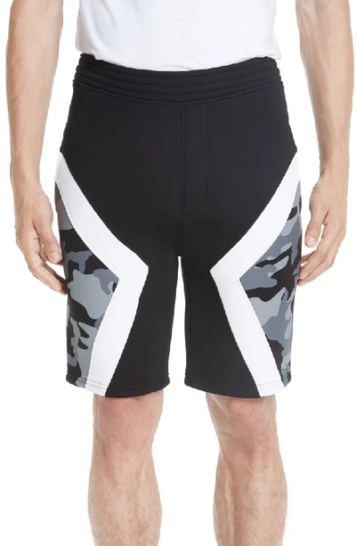 Shop Neil Barrett Two-tone Military Shorts In 524 Black/ White