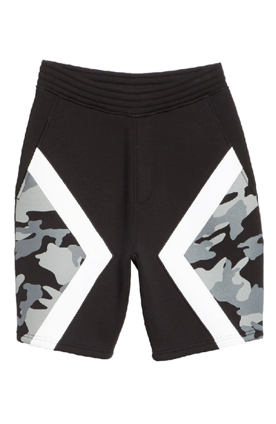 Shop Neil Barrett Two-tone Military Shorts In 524 Black/ White