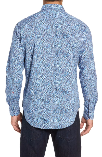 Shop Robert Graham Hutchinson Classic Fit Print Sport Shirt In Blue