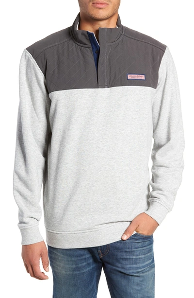 Shop Vineyard Vines Shep Colorblock Quilted Pullover In Gray Heather