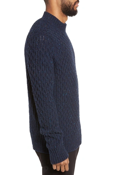 Shop Vince Regular Fit Honeycomb Mock Neck Sweater In Coastal