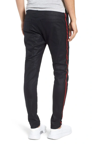Shop Nxp Baseline Taped Skinny Fit Jeans In Wax Black Red Stripe