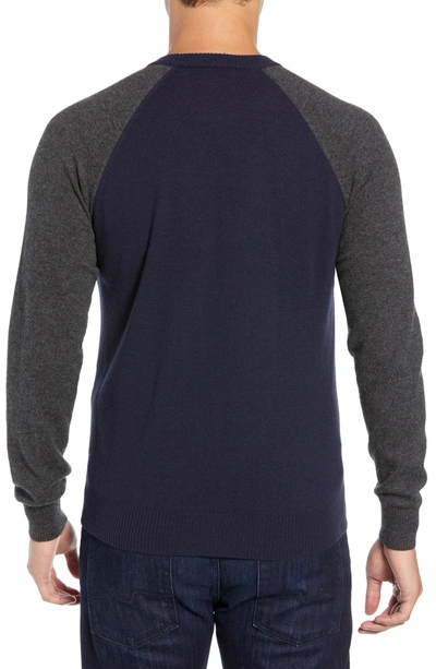 Shop Luciano Barbera Active Crewneck Wool & Cashmere Sweater In Navy