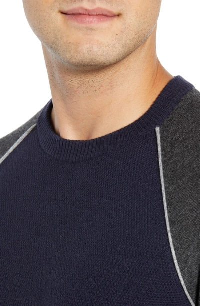 Shop Luciano Barbera Active Crewneck Wool & Cashmere Sweater In Navy