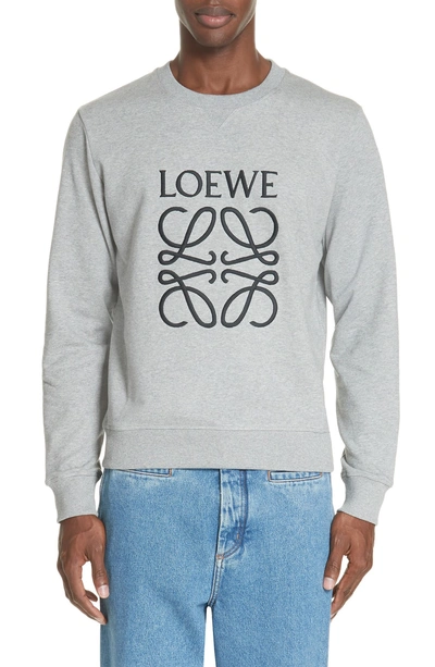 Shop Loewe Embroidered Anagram Logo Sweatshirt In 1120 Grey