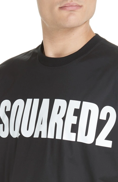 Shop Dsquared2 Logo Print Poplin Long Sleeve Shirt In Black