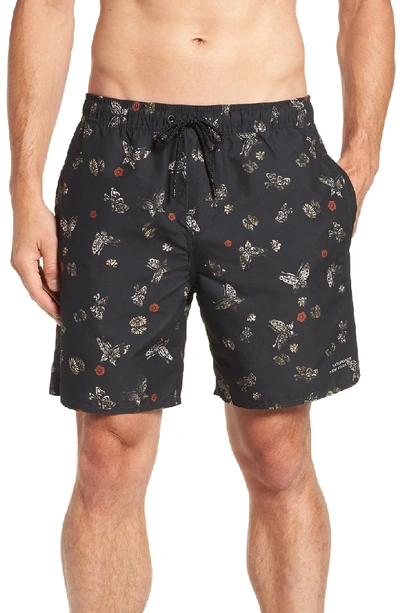 Shop Saturdays Surf Nyc Timothy Butterfly Print Swim Trunks In Lacquer Butterfly Print