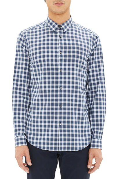 Shop Theory Irving Regular Fit Check Sport Shirt In Admiral Check