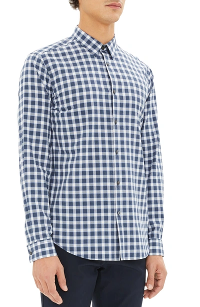 Shop Theory Irving Regular Fit Check Sport Shirt In Admiral Check