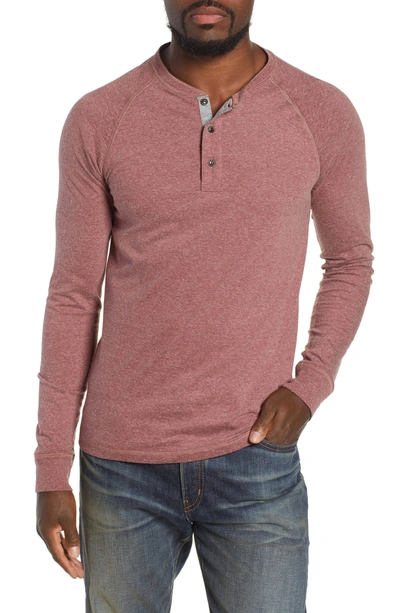 Shop Faherty Luxe Heather Knit Organic Cotton Henley In Burgundy