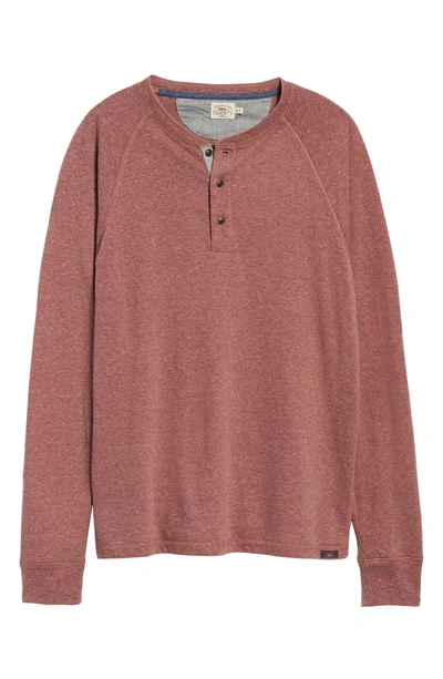 Shop Faherty Luxe Heather Knit Organic Cotton Henley In Burgundy