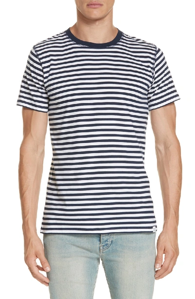 Shop Norse Projects Niels Classic Stripe T-shirt In Blue