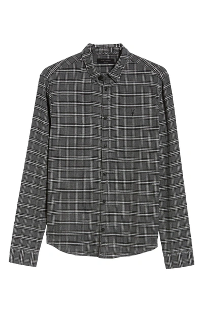 Shop Allsaints Amos Slim Fit Flannel Shirt In Grey Marl