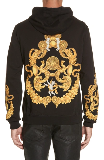 Shop Versace Baroque Print Hooded Sweatshirt In Black