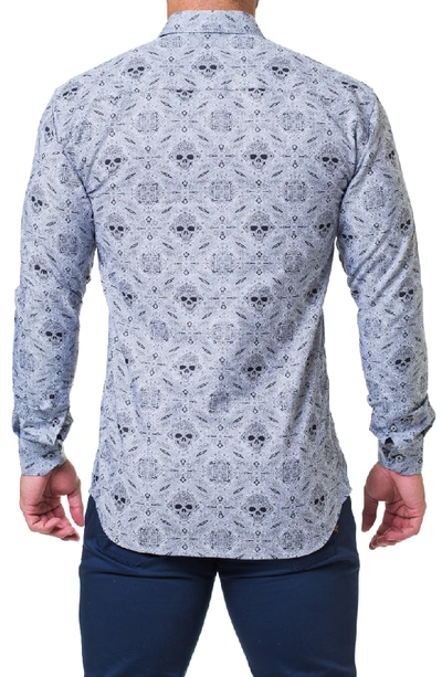 Shop Maceoo Fibonacci Rocker Trim Fit Print Sport Shirt In Grey