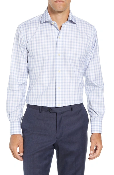 Shop Ledbury Corbly Trim Fit Check Dress Shirt In Light Blue