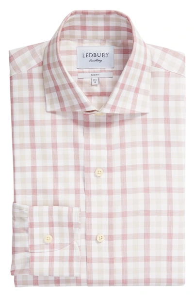 Shop Ledbury Corbly Trim Fit Check Dress Shirt In Red