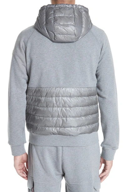 Moncler Men's Zip-front Hoodie With Puffer Insets In Light Grey 