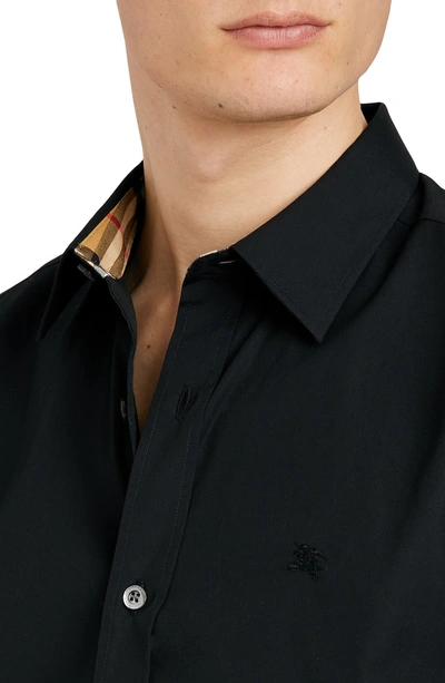 Shop Burberry William Slim Fit Stretch Poplin Sport Shirt In Black