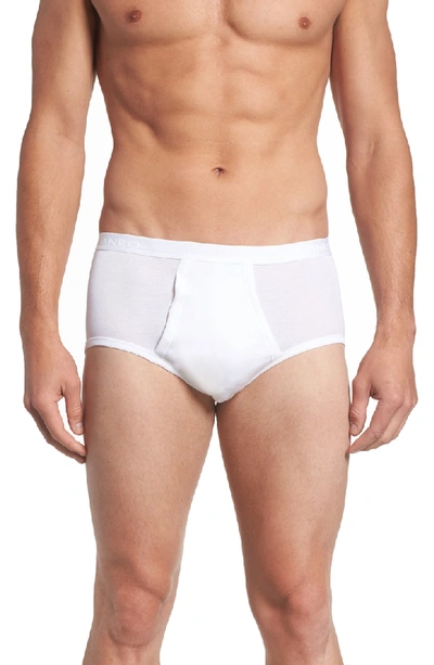 Shop Hanro Cotton Pure Briefs With Fly In White