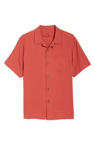 Shop Tommy Bahama Royal Bermuda Silk Blend Camp Shirt In Wild Geranium