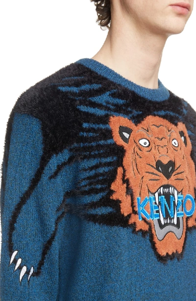 Shop Kenzo Tiger Claw Crewneck Sweater In Pine