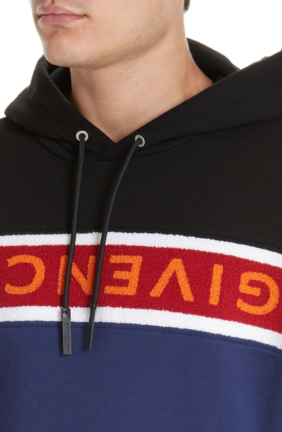 Shop Givenchy Upside Down Logo Hoodie In Black/ Blue