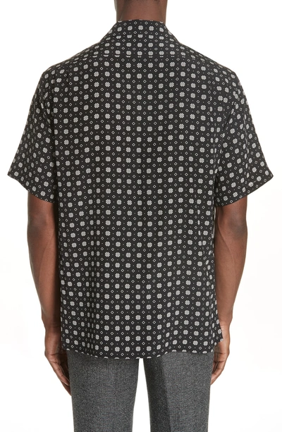 Shop Saint Laurent Patterned Silk Camp Shirt In Black