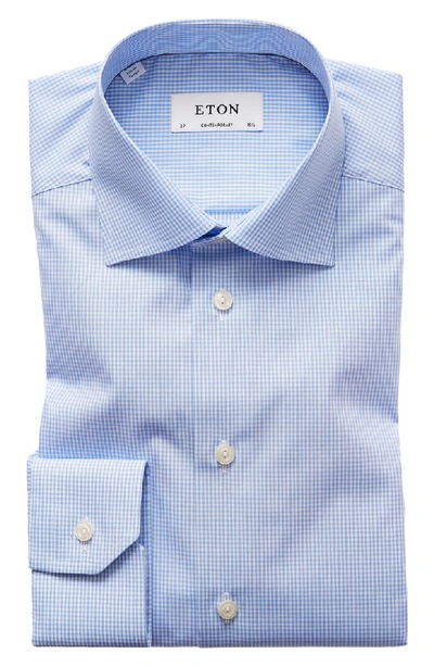 Shop Eton Contemporary Fit Check Dress Shirt In Mid Blue