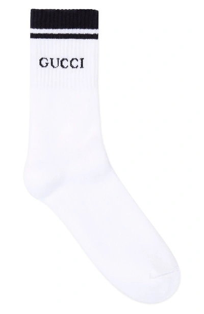 Shop Gucci Logo Socks In White