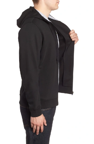 Shop Lacoste Fleece Zip Hoodie In Black/ Silver Chine