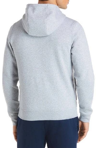 Shop Lacoste Fleece Zip Hoodie In Silver Chine/ Navy Blue