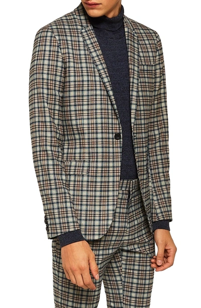 Shop Topman Ultra Skinny Fit Check Suit Jacket In Black Multi