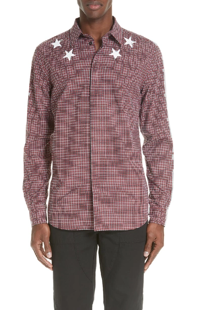 Shop Givenchy Metallic Star Sport Shirt In Dark Red