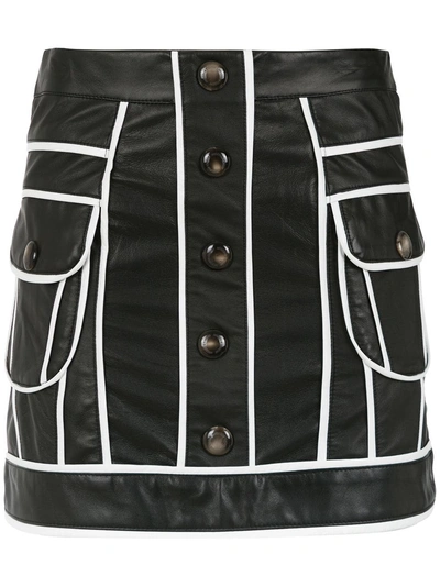 Shop Andrea Bogosian Panelled Leather Skirt - Black