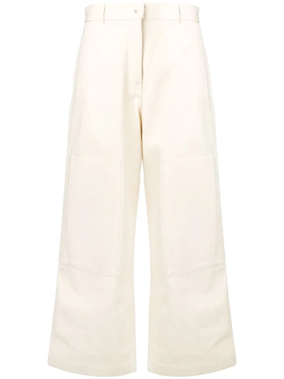 Shop Studio Nicholson Panelled Cropped Trousers In White