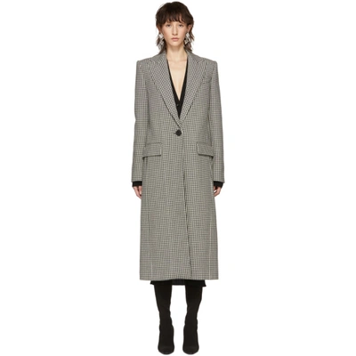 Shop Givenchy Black & White Houndstooth Single-breasted Coat In 015 White