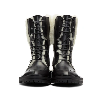 Shop Givenchy Black Shearling Aviator Combat Boots In 004 Black