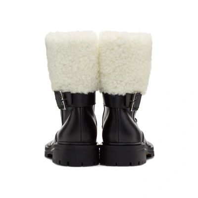 Shop Givenchy Black Shearling Aviator Combat Boots In 004 Black