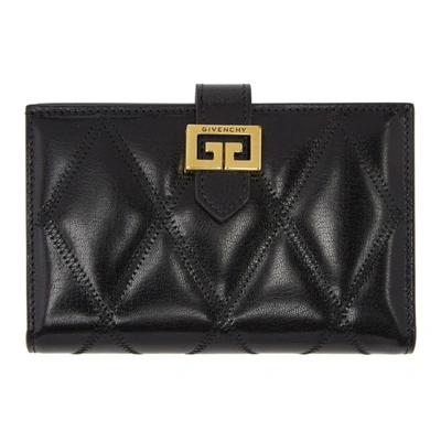 Shop Givenchy Black Quilted Medium Gv3 Wallet In 001 Black