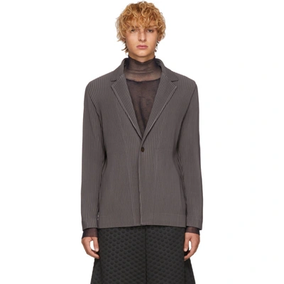 Shop Issey Miyake Homme Plisse  Grey Tailored Pleats Blazer In 12 Basic Gr
