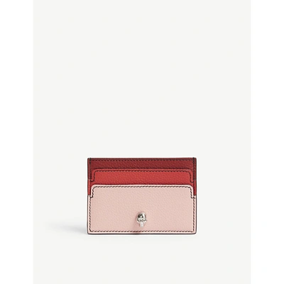 Shop Alexander Mcqueen Leather Card Holder In Pink/red
