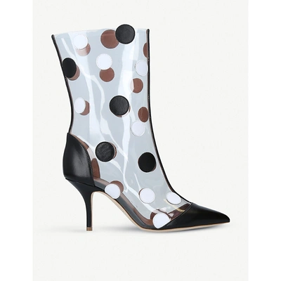 Shop Malone Souliers X Emanuel Ungaro Katoucha Pvc And Leather Ankle Boots In Blk/white