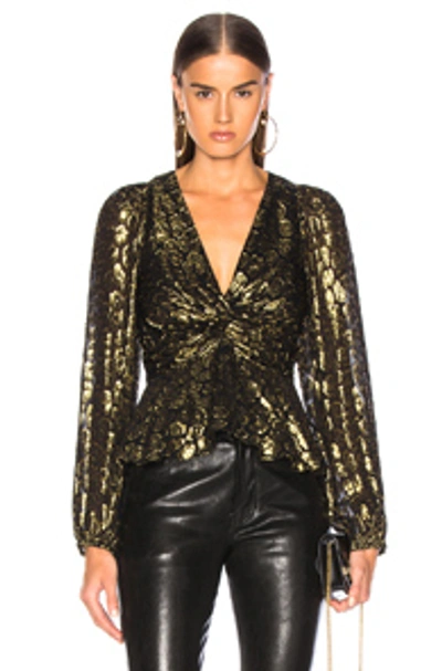 Shop A.l.c . Logan Top In Abstract,black,metallic In Black & Gold