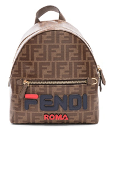 Shop Fendi X Fila Small Logo Backpack In Brown