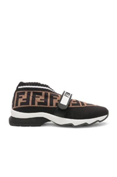 Shop Fendi Rockoko Velcro Strap Sneakers In Black & Multicolor